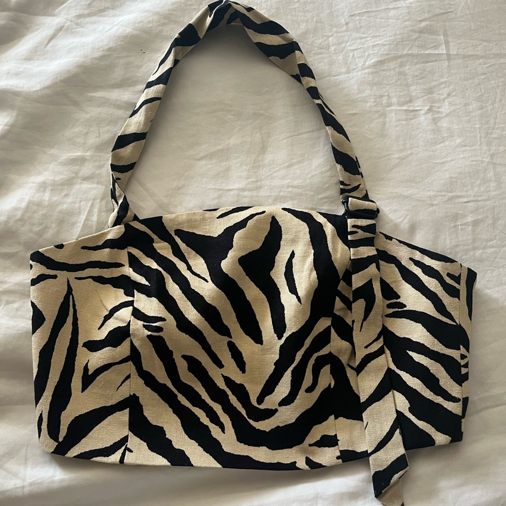 Topshop Black and Cream Zebra Print Crop Top